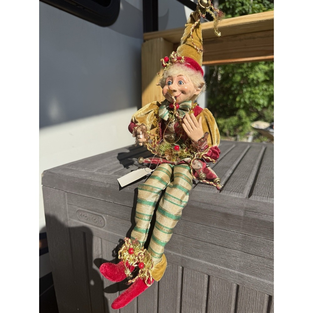 Robert Stanley Elf Pixie Jester Fully Poseable Shelf 16" New W Tiny Nose Chip